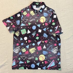 Sunday Swagger Mens Large Golf Polo Bel Air 90s Print Performance Short Sleeve